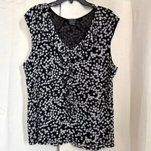 Covington Women Top Size XL Polka Dot Ruffle Neck Sheer Whimsigoth Dainty 18385x